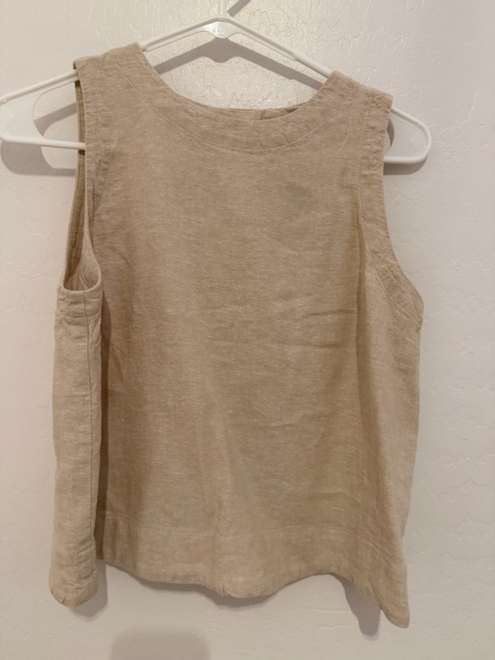 LOFT Beige Sleeveless Linen-Feel Tank